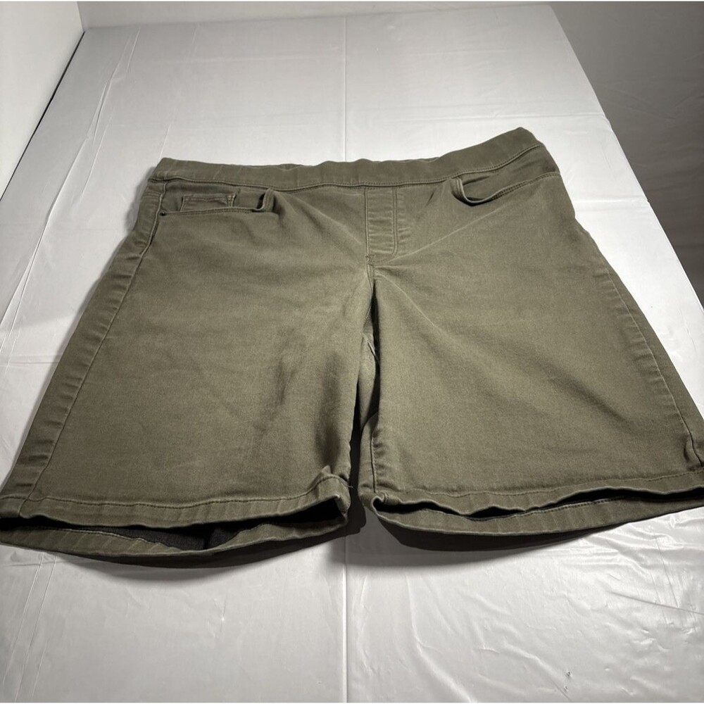DKNY Jeans Bermuda Shorts Womens XL Olive Green Pull On Elastic Waist